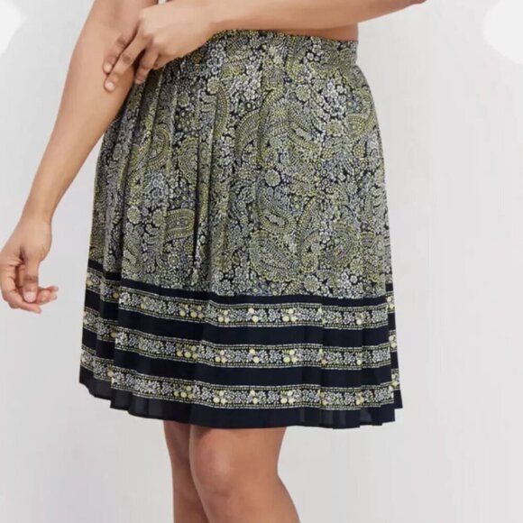 Tommy Hilfiger All Over Paisley Print Pleated Mini Skirt Navy Combo Womens 12 - Picture 1 of 7